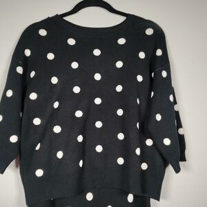 Victor Glemaud Polka Dot Sweater Blouse in Black With White Polkadots Size M